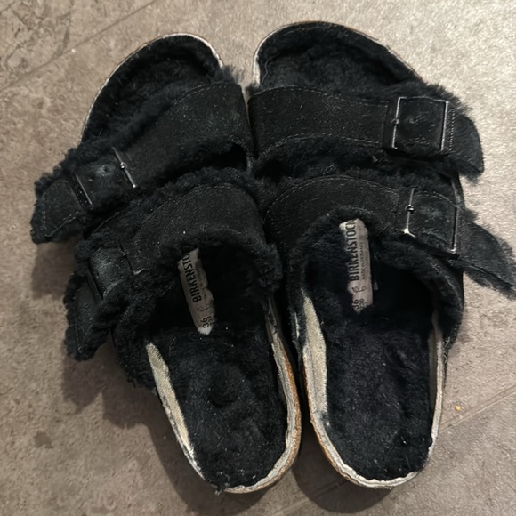 Birkenstock authentic Arizona shearling fur lined black sandals - Picture 4 of 8
